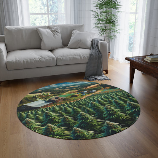 Scenic Farmland GKF Circular Area Rug - Vintage Design for Cozy Living Spaces